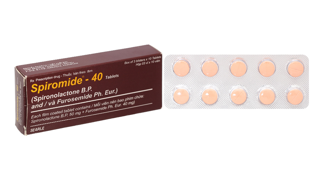 Spiromide - 40 Tablets trị phù, tăng huyết áp (3 vỉ x 10 viên)