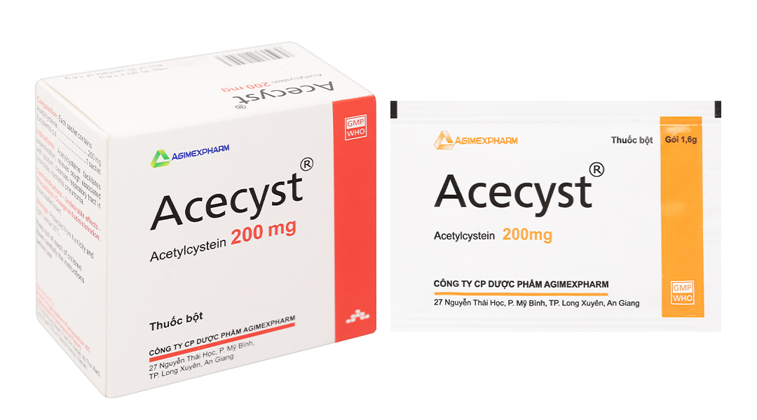 Thuốc bột Acecyst 200mg long đàm, dịu ho trong bệnh lý viêm hô hấp (30 gói x 1.6g)