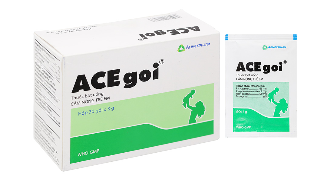 Thuốc cốm ACEgoi trị sốt, ho, sổ mũi, nhức đầu (30 gói x 3g)