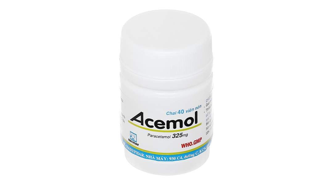 Acemol 325mg giảm đau, hạ sốt chai 40 viên