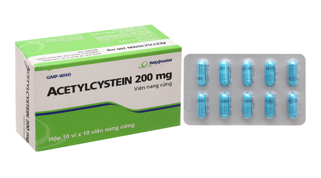 Acetylcystein Imexpharm 200mg tan đàm trong bệnh lý hô hấp (10 vỉ x 10 viên)