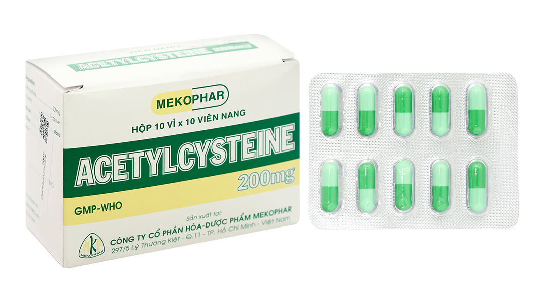 Acetylcysteine Mekophar 200mg tan đàm trong bệnh lý hô hấp (10 vỉ x 10 viên)