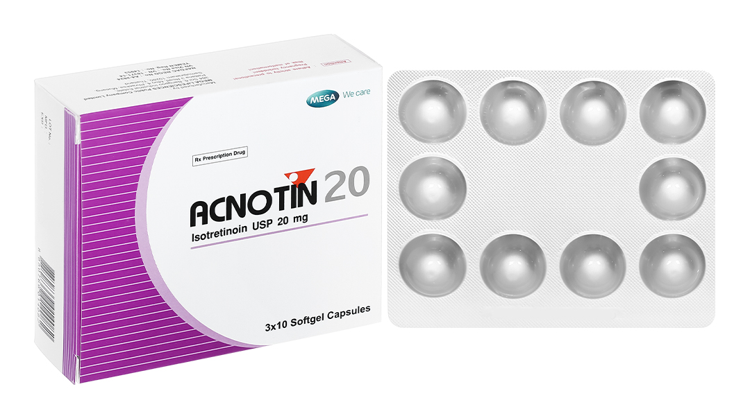 Acnotin 20 trị mụn trứng cá (3 vỉ x 10 viên)