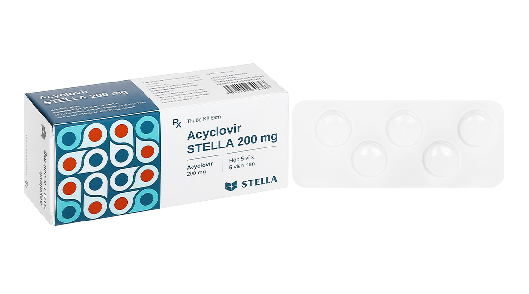 Acyclovir Stella 200mg thuốc ngừa virus (5 vỉ x 5 viên)