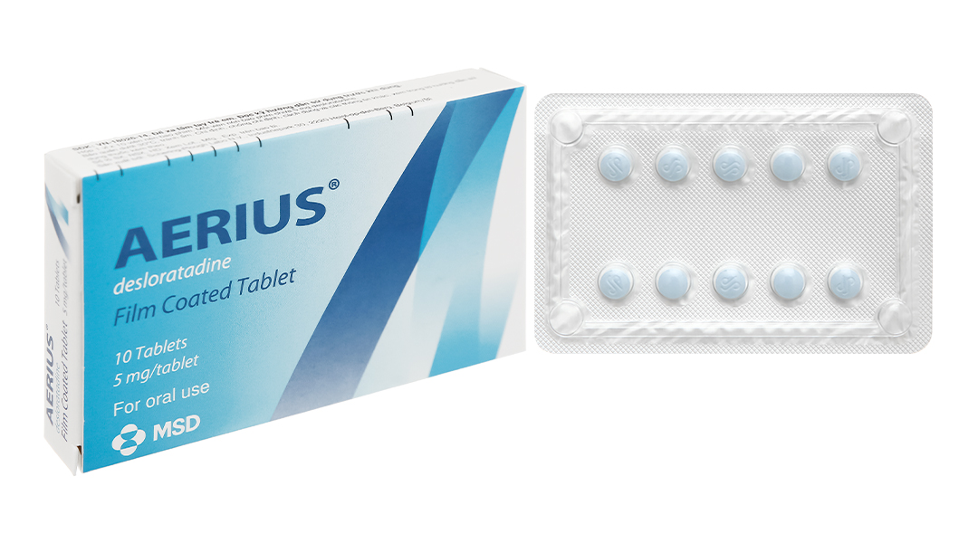 Aerius 5mg trị viêm mũi dị ứng, mày đay (1 vỉ x 10 viên)