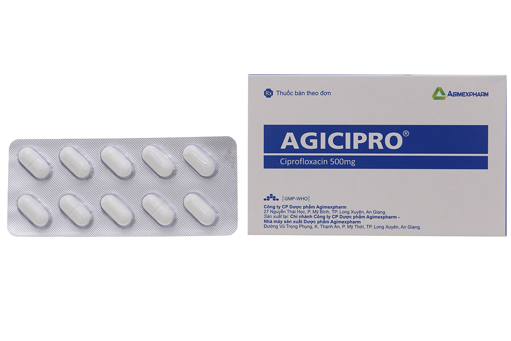 Agicipro 500mg trị nhiễm khuẩn (10 vỉ x 10 viên)