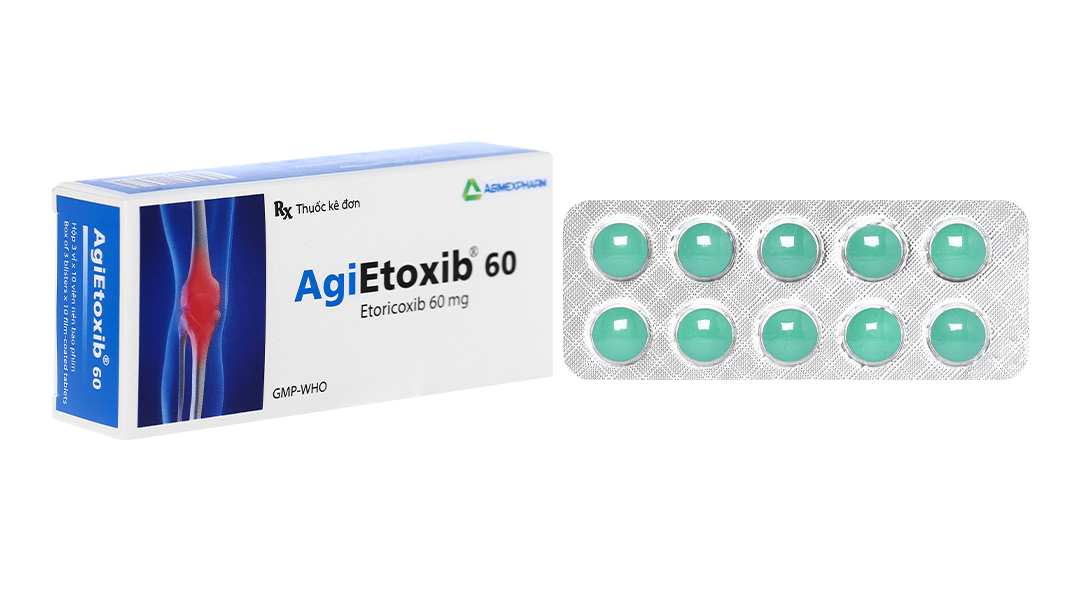 AgiEtoxib 60mg giảm đau, kháng viêm xương khớp (3 vỉ x 10 viên)