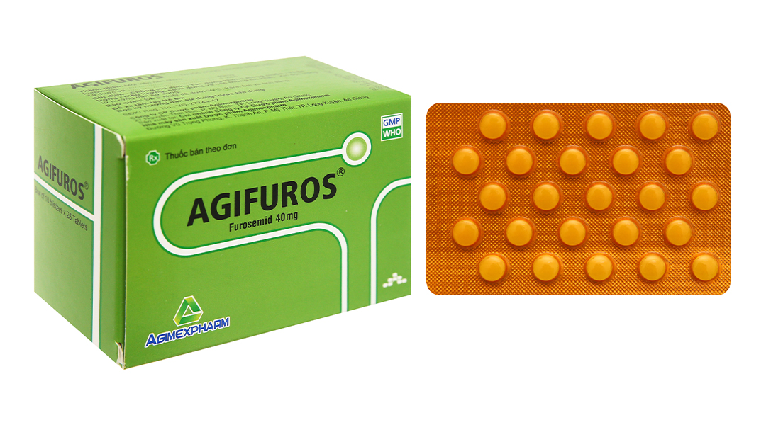 Agifuros 40mg trị phù, tăng huyết áp, tăng canxi huyết (10 vỉ x 25 viên)