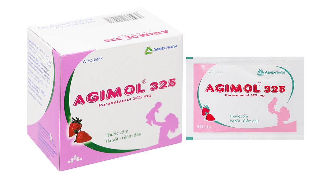 Thuốc cốm Agimol 325 giảm đau, hạ sốt (30 gói x 1.6g)