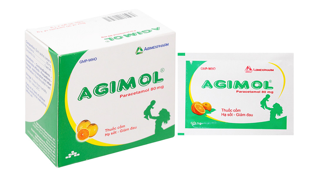 Thuốc cốm Agimol 80mg giảm đau, hạ sốt (30 gói x 1g)