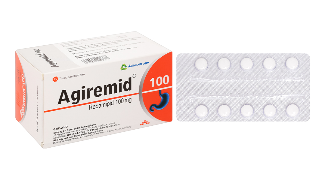 Agiremid 100 trị tổn thương niêm mạc dạ dày cấp và mãn tính (10 vỉ x 10 viên)