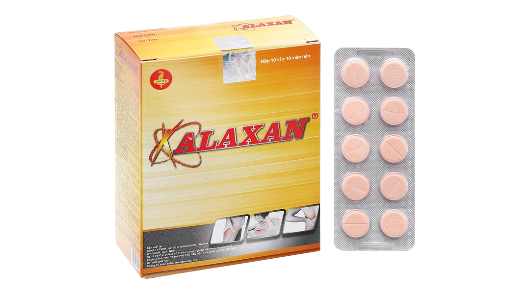 Alaxan trị cơn đau nhẹ đến trung bình (10 vỉ x 10 viên)