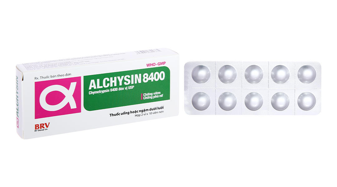 Alphachysin 8400 IU trị phù nề sau chấn thương (2 vỉ x 10 viên)