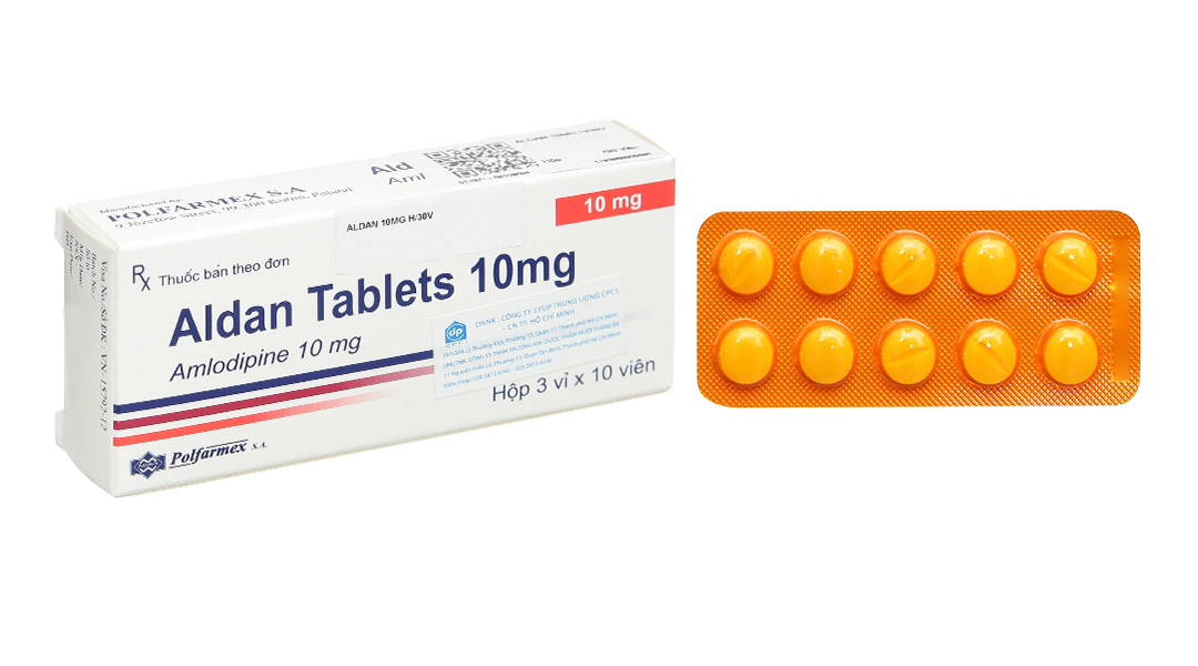 Aldan Tablets 10mg trị tăng huyết áp, đau thắt ngực (3 vỉ x 10 viên)