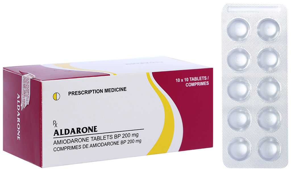 Aldarone 200mg trị loạn nhịp tim (10 vỉ x 10 viên)