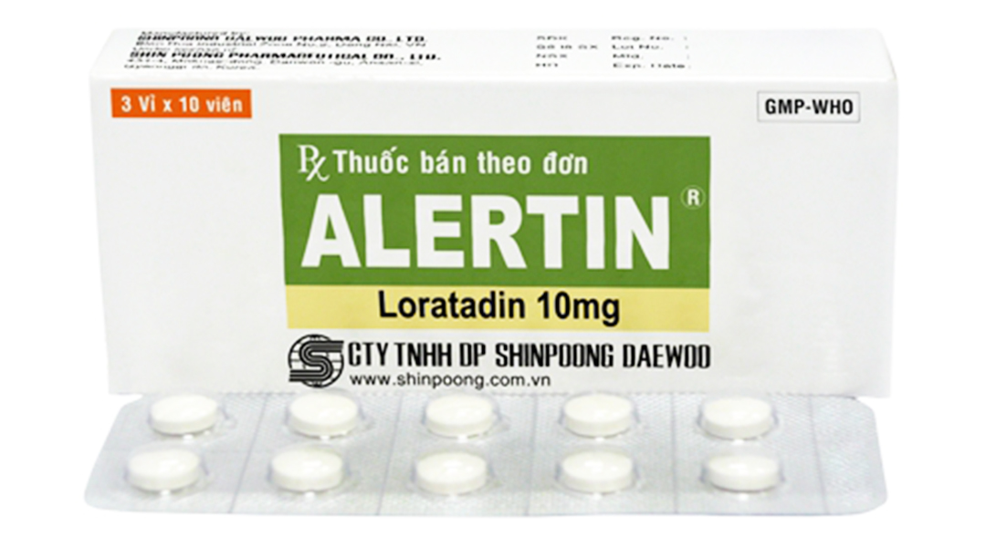 Alertin 10mg điều trị viêm mũi dị ứng, mày đay, ngứa (3 vỉ x 10 viên)