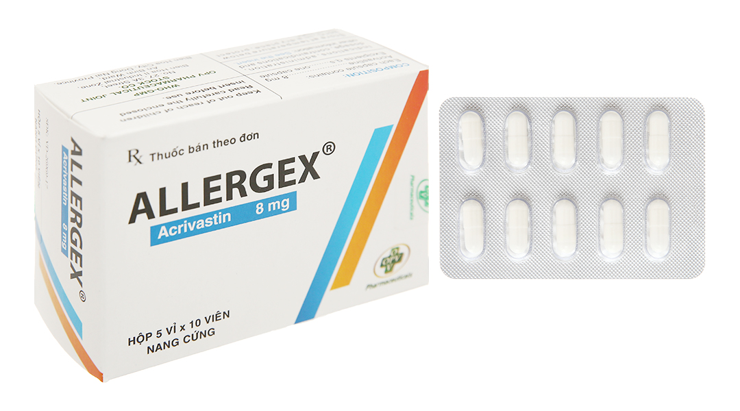 Allergex 8mg trị viêm mũi dị ứng, mày đay (5 vỉ x 10 viên)