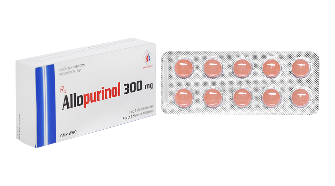 Allopurinol Domesco 300mg trị gout, sỏi thận (2 vỉ x 10 viên)