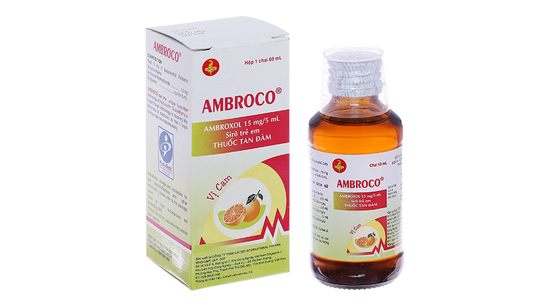 Siro Ambroco 15mg/5ml tan đàm trong bệnh lý hô hấp chai 60ml