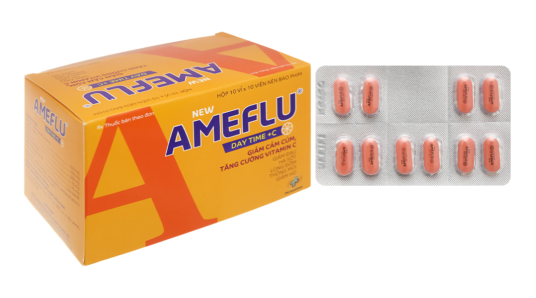 New Ameflu Daytime + C trị cảm cúm, cảm lạnh (10 vỉ x 10 viên)