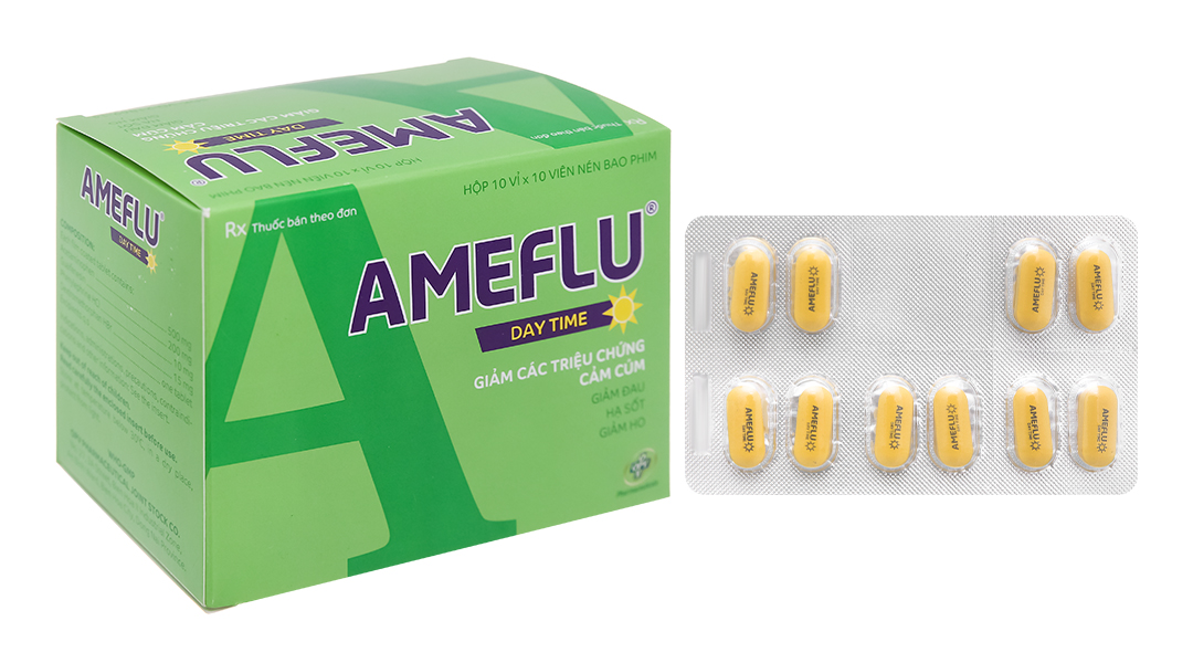 Ameflu Daytime trị cảm cúm, cảm lạnh (10 vỉ x 10 viên)