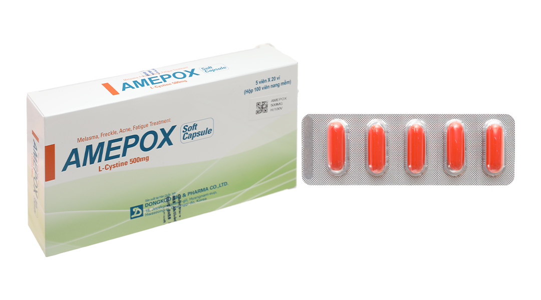 Amepox 500mg trị viêm da, rụng tóc, gãy móng (20 vỉ x 5 viên)