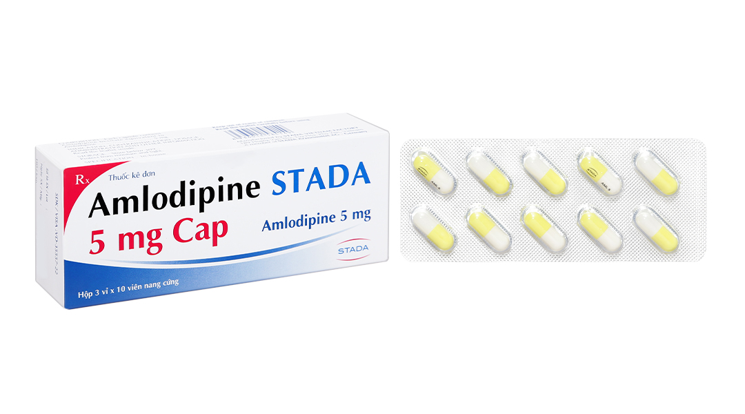 Amlodipine Stada 5mg trị cao huyết áp, đau thắt ngực (3 vỉ x 10 viên)