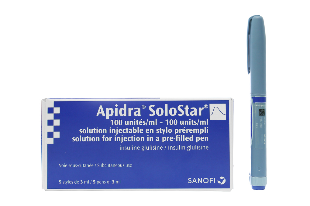 Bút tiêm Apidra SoloStar 100IU/ml trị đái tháo đường (5 cây x 3ml)