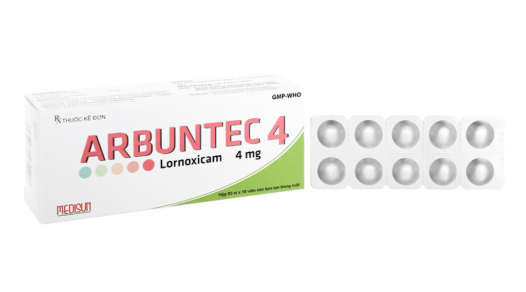 Arbuntec 4mg giảm đau, kháng viêm xương khớp (3 vỉ x 10 viên)