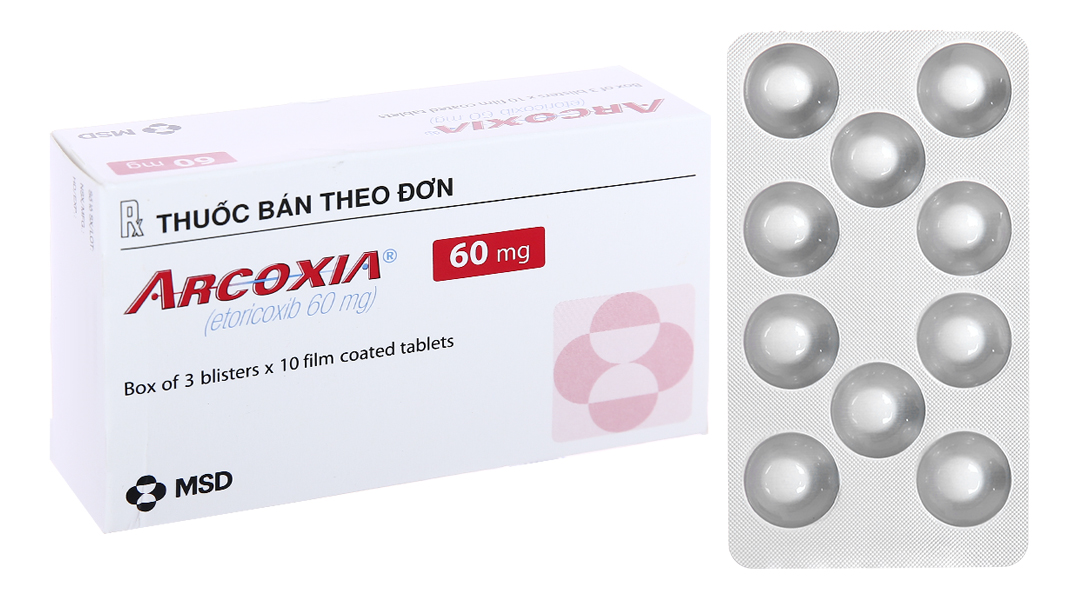 Arcoxia 60mg giảm đau, kháng viêm xương khớp (3 vỉ x 10 viên)