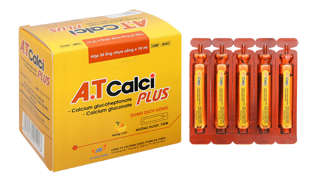 Dung dịch uống A.T Calci Plus bổ sung canxi (30 ống x 10ml)