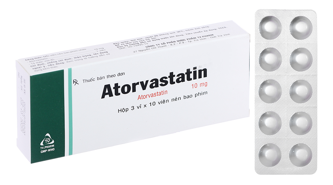 Atorvastatin TV.Pharm 10mg trị rối loạn lipid máu (3 vỉ x 10 viên)