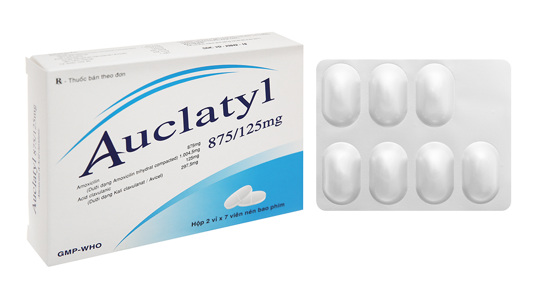 Auclatyl 875/125mg trị nhiễm khuẩn (2 vỉ x 7 viên)