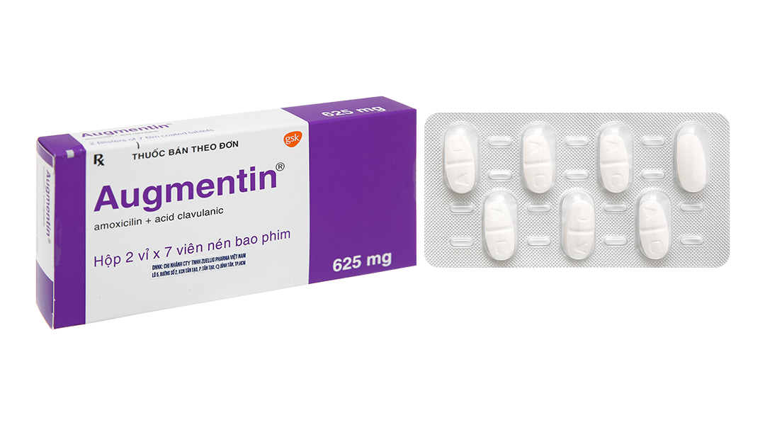 Augmentin 625mg trị nhiễm khuẩn (2 vỉ x 7 viên)