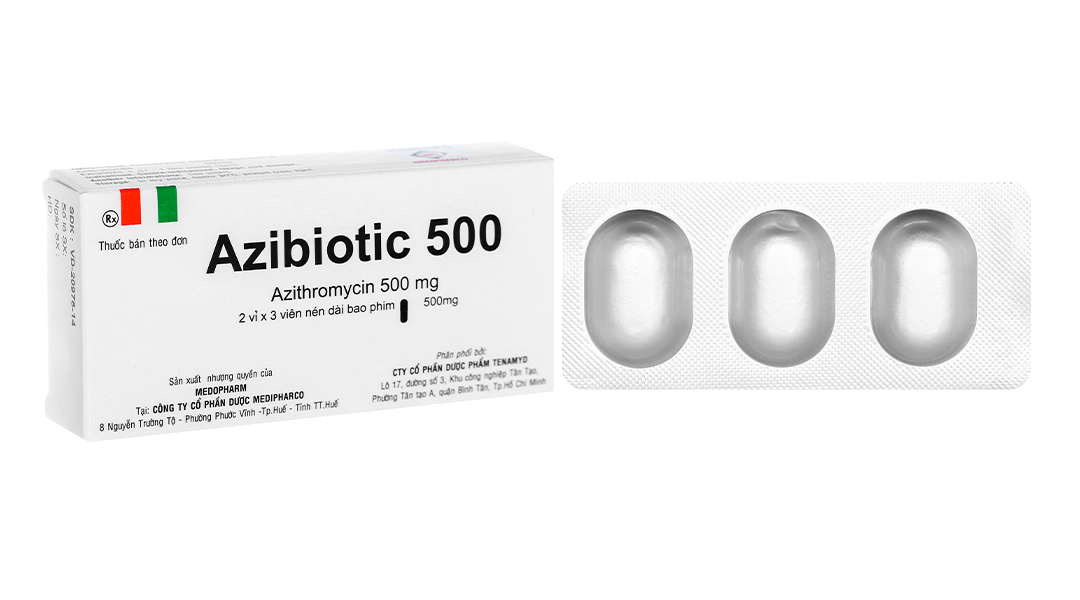 Azibiotic 500 trị nhiễm khuẩn (2 vỉ x 3 viên)