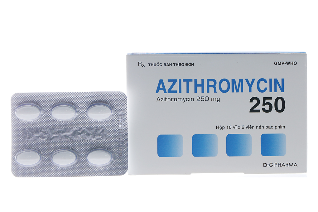 Azithromycin 250 trị nhiễm khuẩn (10 vỉ x 6 viên)