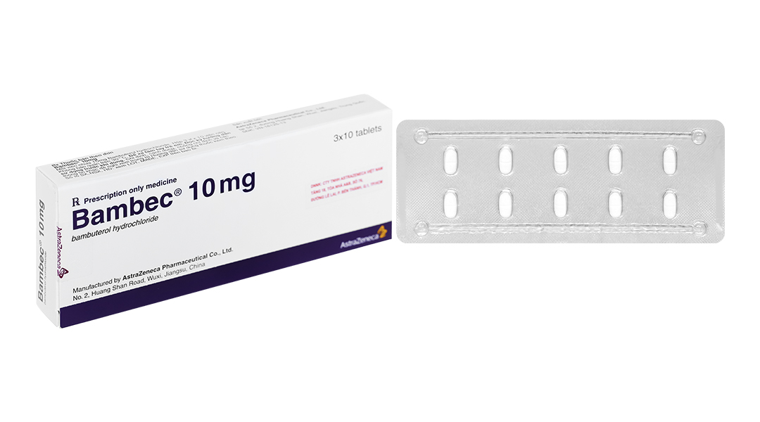 Bambec 10mg trị hen suyễn, viêm phế quản (3 vỉ x 10 viên)