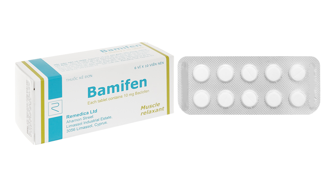 Bamifen 10mg giãn cơ, trị đau do co cứng cơ (6 vỉ x 10 viên)