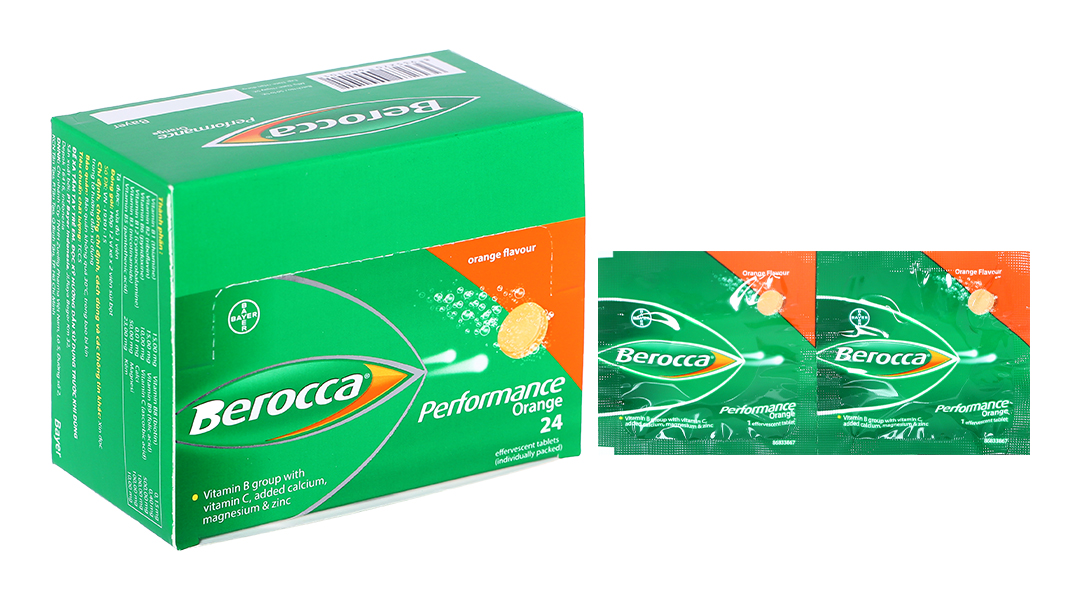 Viên nén sủi bọt Berocca Performance bổ sung vitamin, tăng đề kháng hộp 12 vỉ x 2 viên