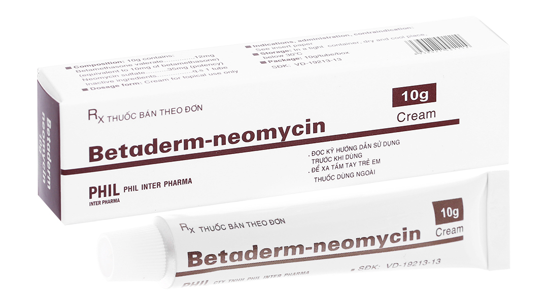 Kem bôi Betaderm-neomycin trị viêm da, rụng tóc tuýp 10g