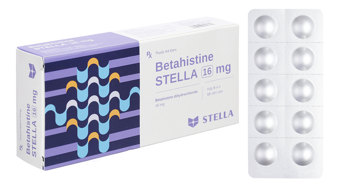 Betahistine Stella 16mg trị rối loạn thính lực (5 vỉ x 10 viên)