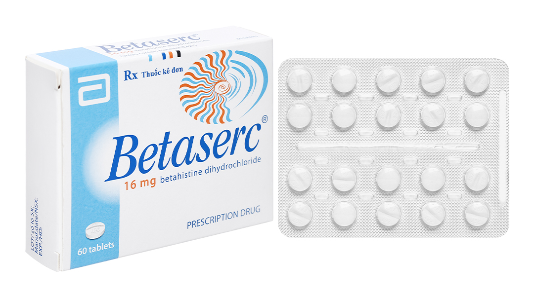 Betaserc 16mg trị rối loạn thính lực, chóng mặt tiền đình (3 vỉ x 20 viên)