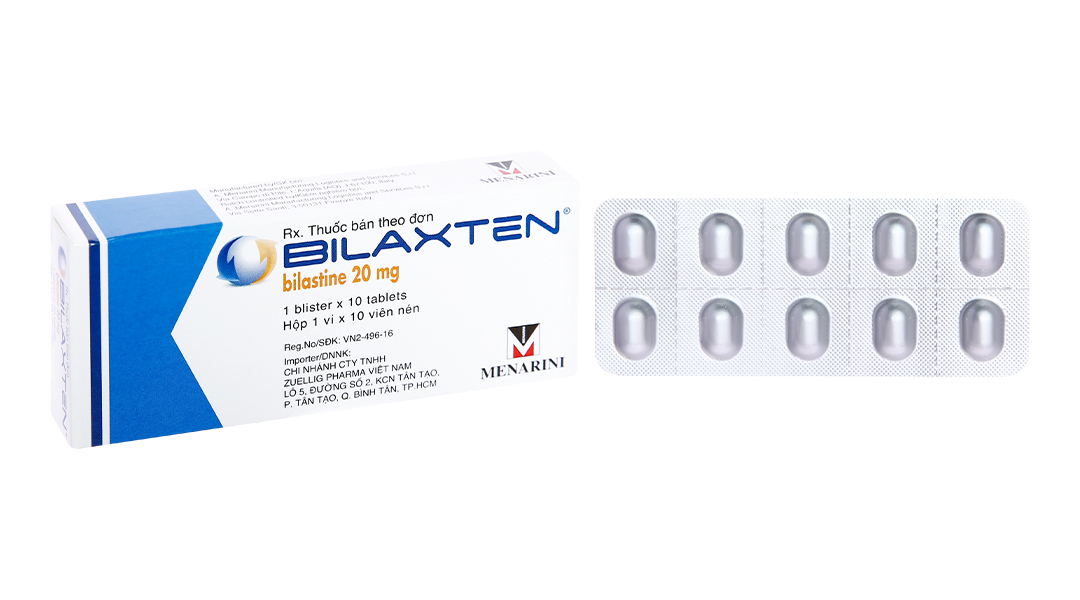 Bilaxten 20mg trị viêm mũi dị ứng, mày đay (1 vỉ x 10 viên)