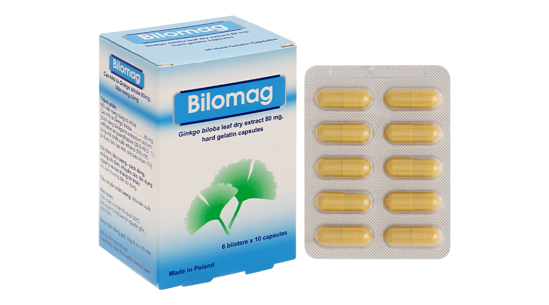 Bilomag 80mg tuần hoàn máu não, cải thiện trí nhớ (6 vỉ x 10 viên)