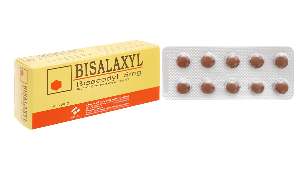 Bisalaxyl 5mg trị táo bón, làm sạch ruột trước phẫu thuật (5 vỉ x 10 viên)