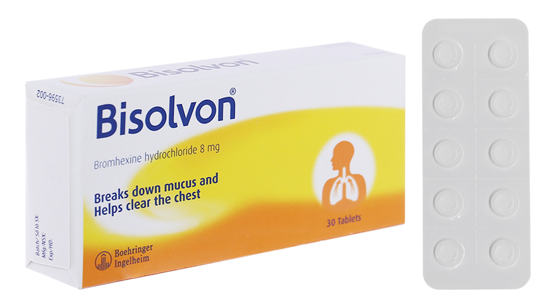 Bisolvon 8mg loãng đàm trong bệnh lý hô hấp (3 vỉ x 10 viên)