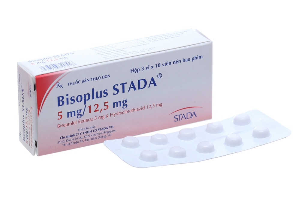 Bisoplus Stada 5mg/12.5mg trị tăng huyết áp (3 vỉ x 10 viên)