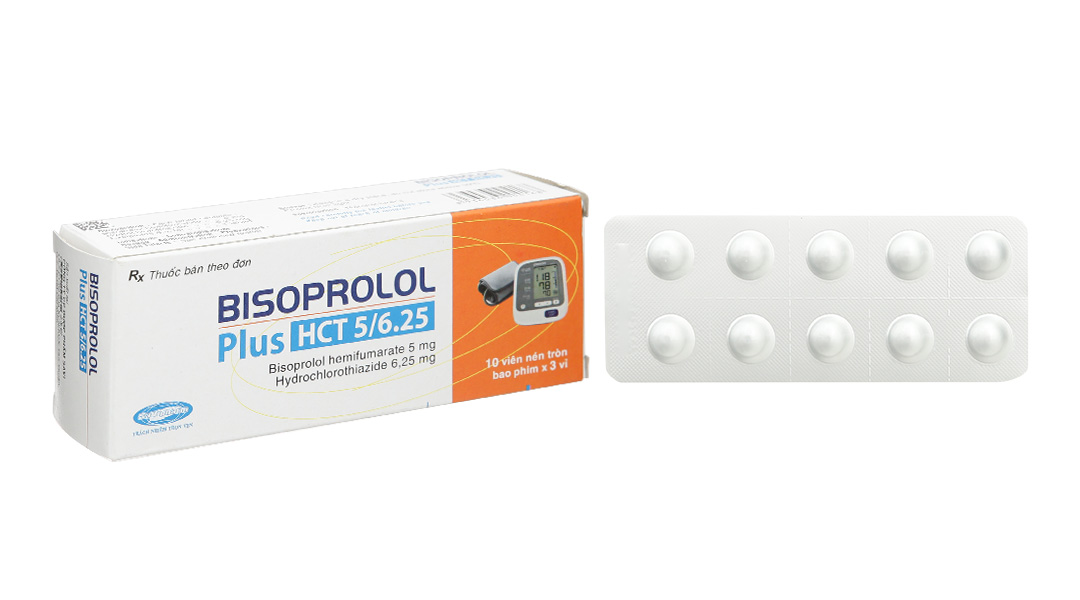 Bisoprolol Plus HCT 5/6.25 trị tăng huyết áp (3 vỉ x 10 viên)