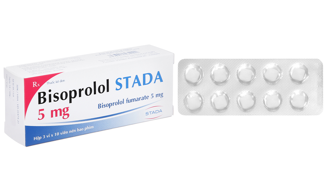 Bisoprolol Stada 5mg trị tăng huyết áp, suy tim (3 vỉ x 10 viên)