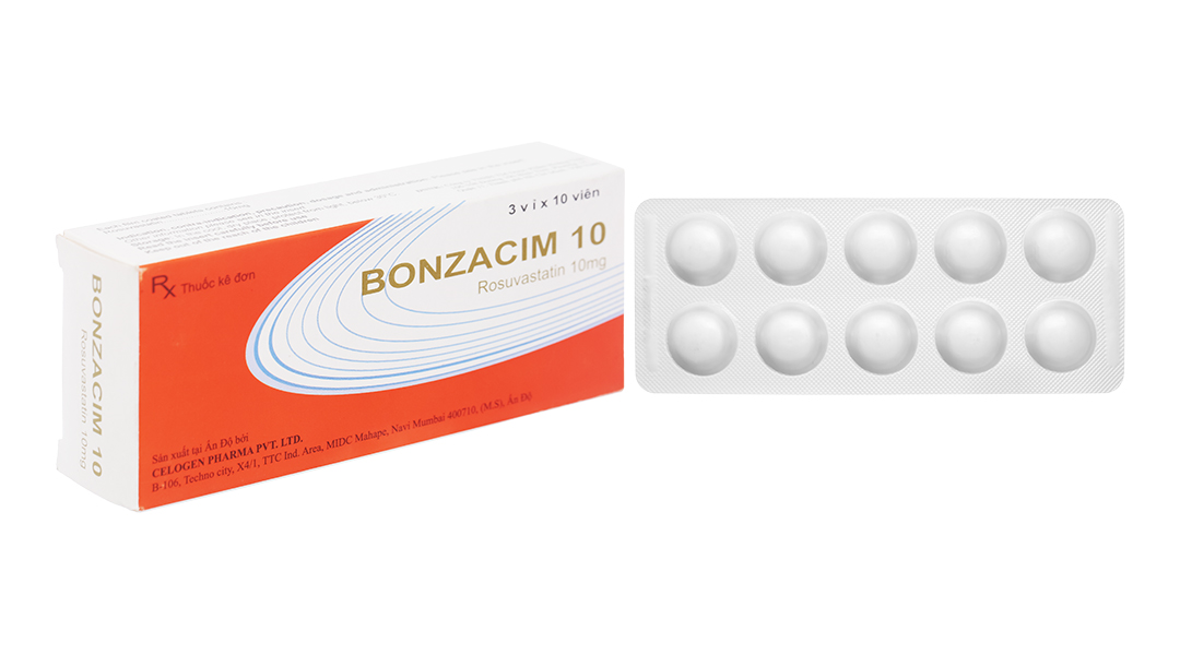 Bonzacim 10 trị rối loạn lipid máu (3 vỉ x 10 viên)